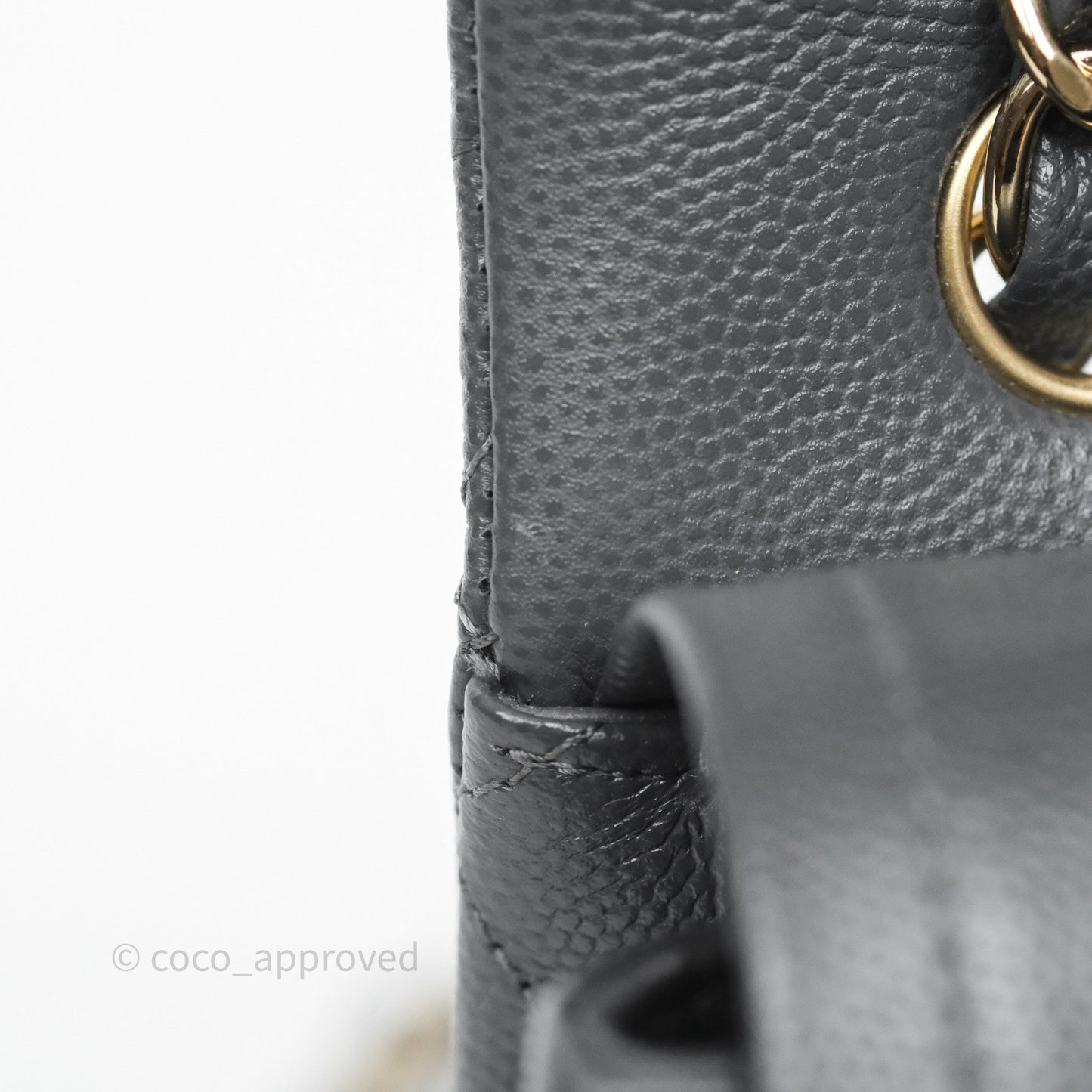 Chanel Small Classic Flap Quilted Dark Grey Caviar Gold Hardware