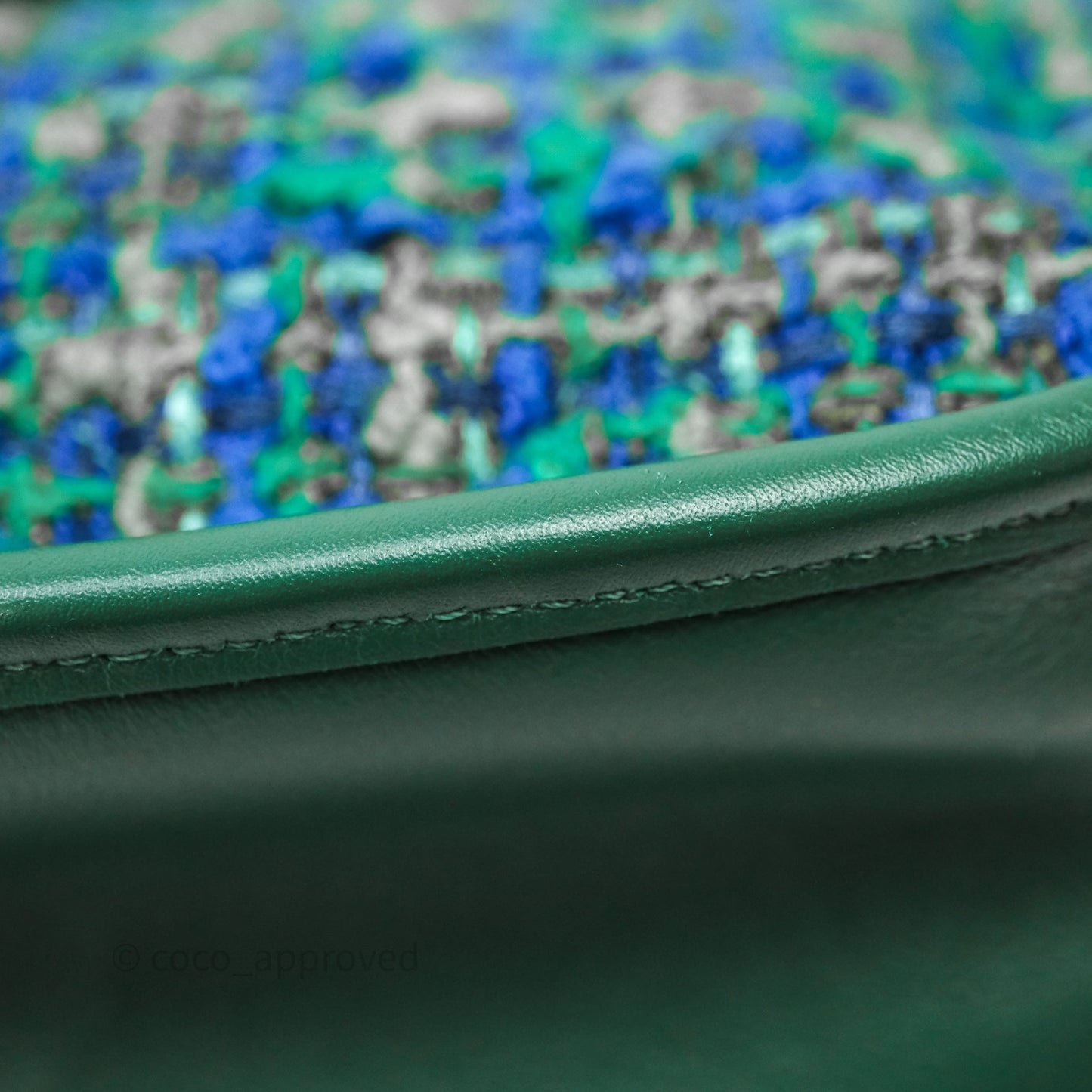 Chanel Tweed Jungle Stroll Hobo Bag Green Silver Hardware