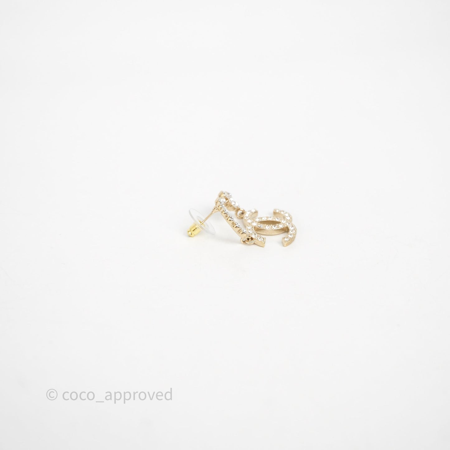Chanel Crystal CC Floral Earrings Gold Tone 23A