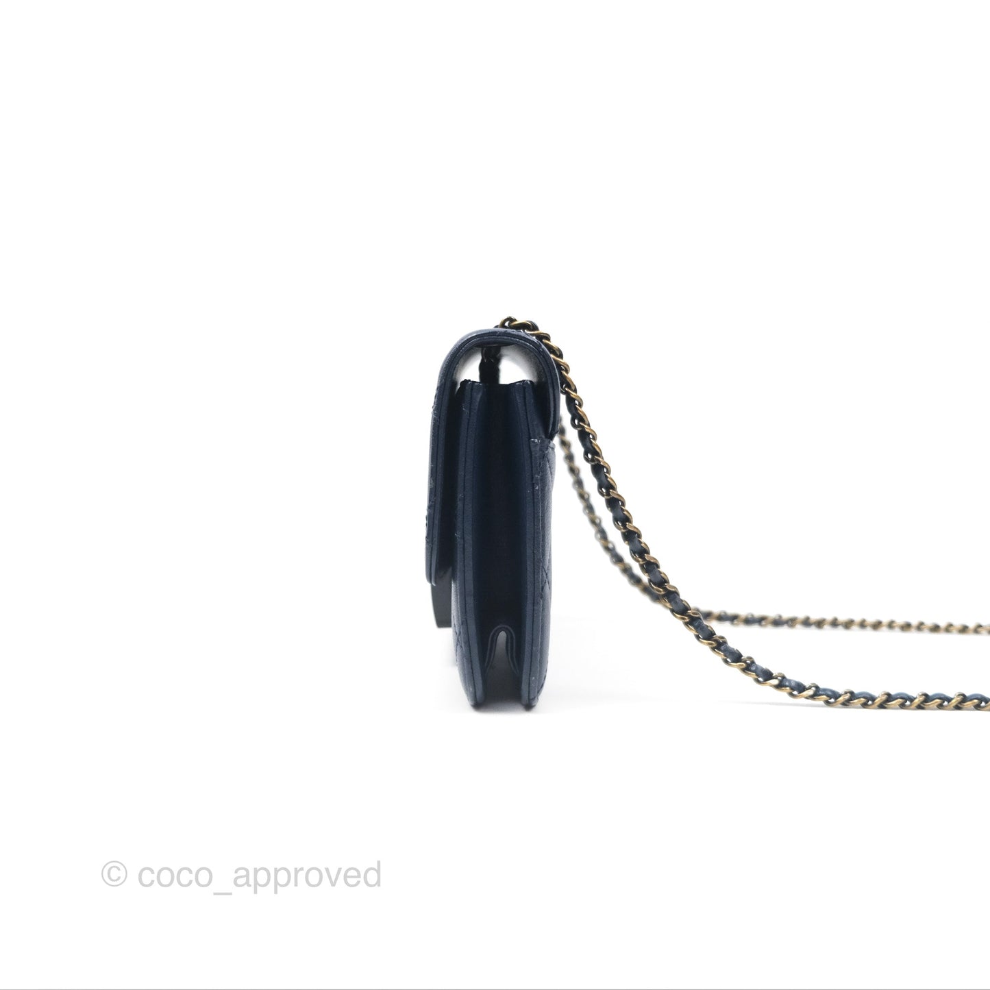 Chanel Beauty Lock Flap Bag Navy Sheepskin Aged Gold Hardware