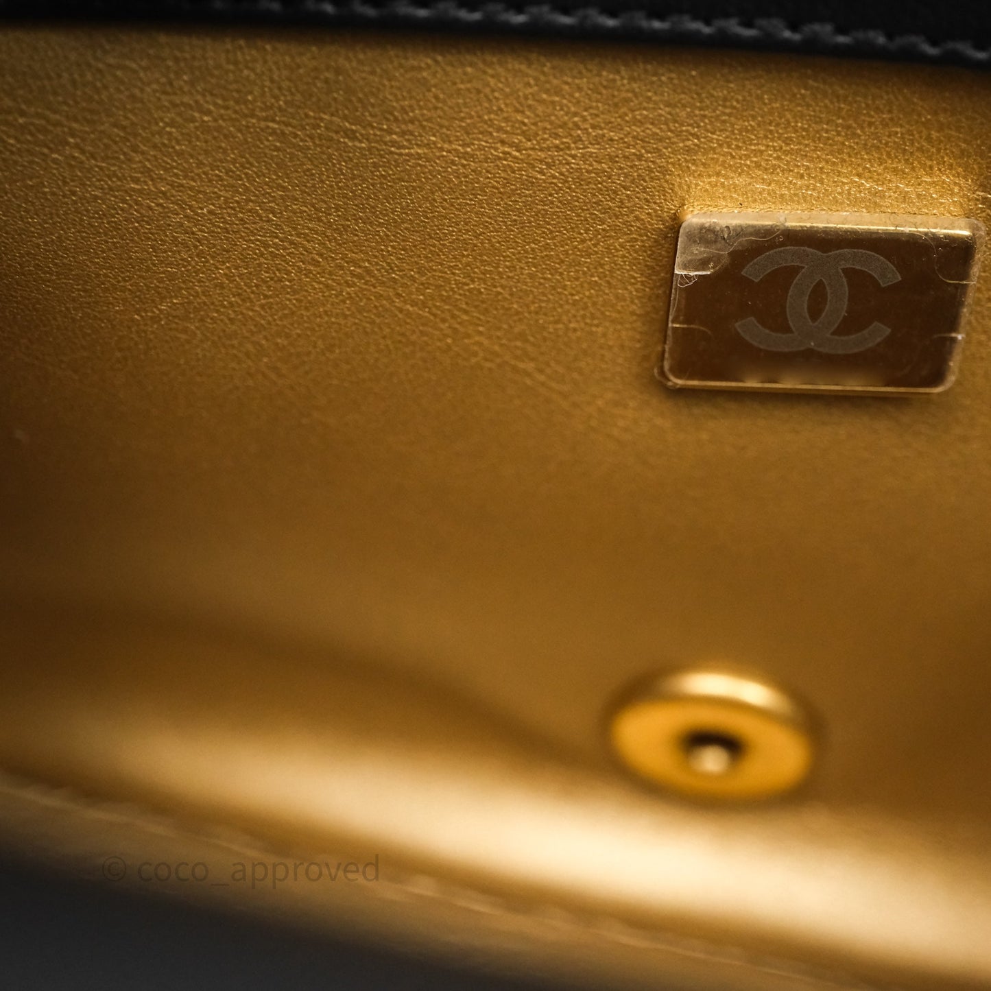 Chanel Pearl Crush Mini Square Quilted Black Lambskin Aged Gold Hardware
