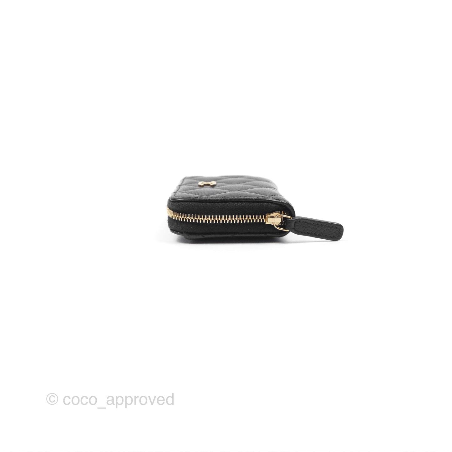 Chanel Classic Zipped Coin Purse Black Caviar Gold Hardware