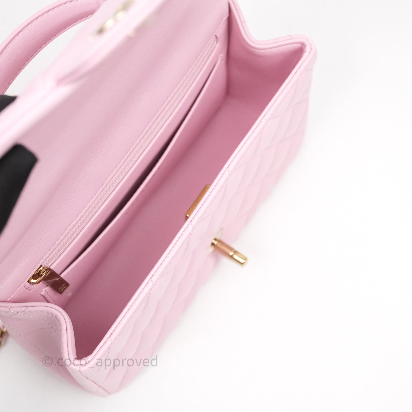 Chanel Top Handle Mini Rectangular Flap Pink Lambskin Gold Hardware