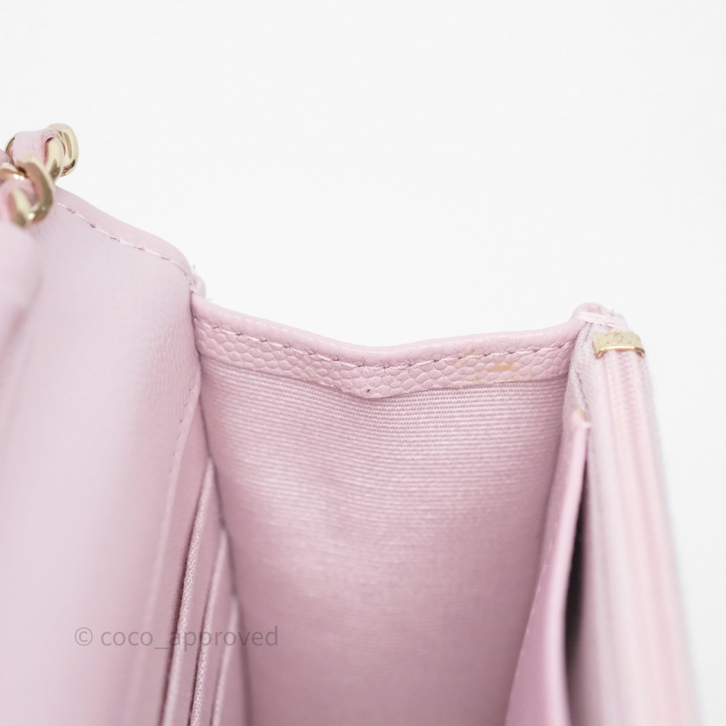 Chanel Classic Quilted Wallet On Chain WOC Pink Caviar Gold Hardware