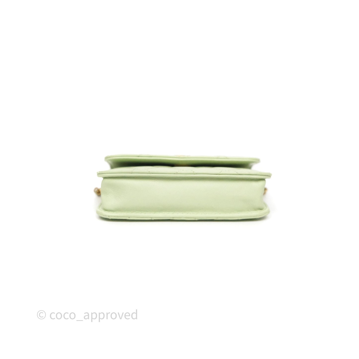 Chanel Pearl Crush Mini Clutch Belt Bag Green Lambskin Aged Gold Hardware