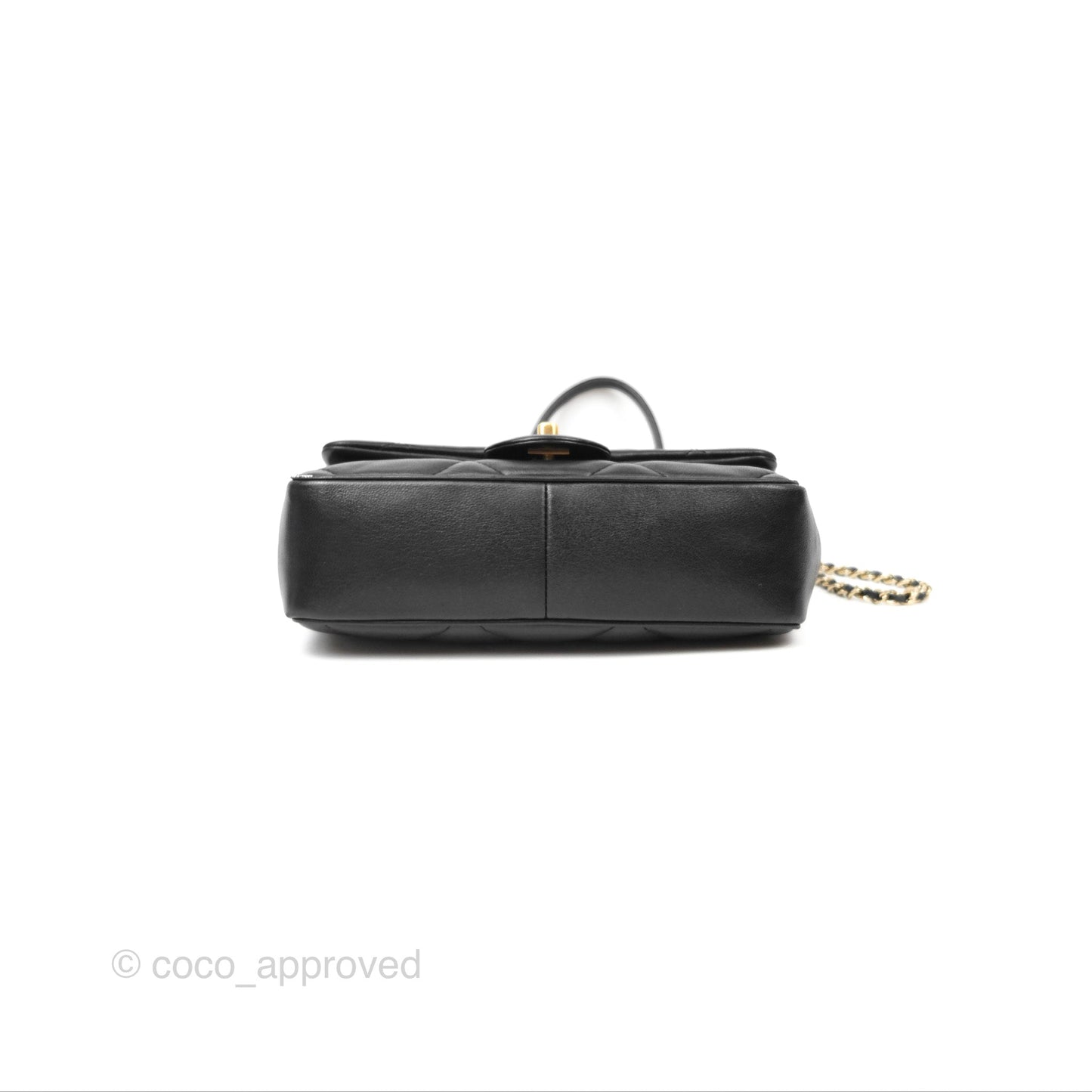 Chanel Small Coco Lady Quilted Flap Bag With Top Handle Black Calfskin Gold Hardware
