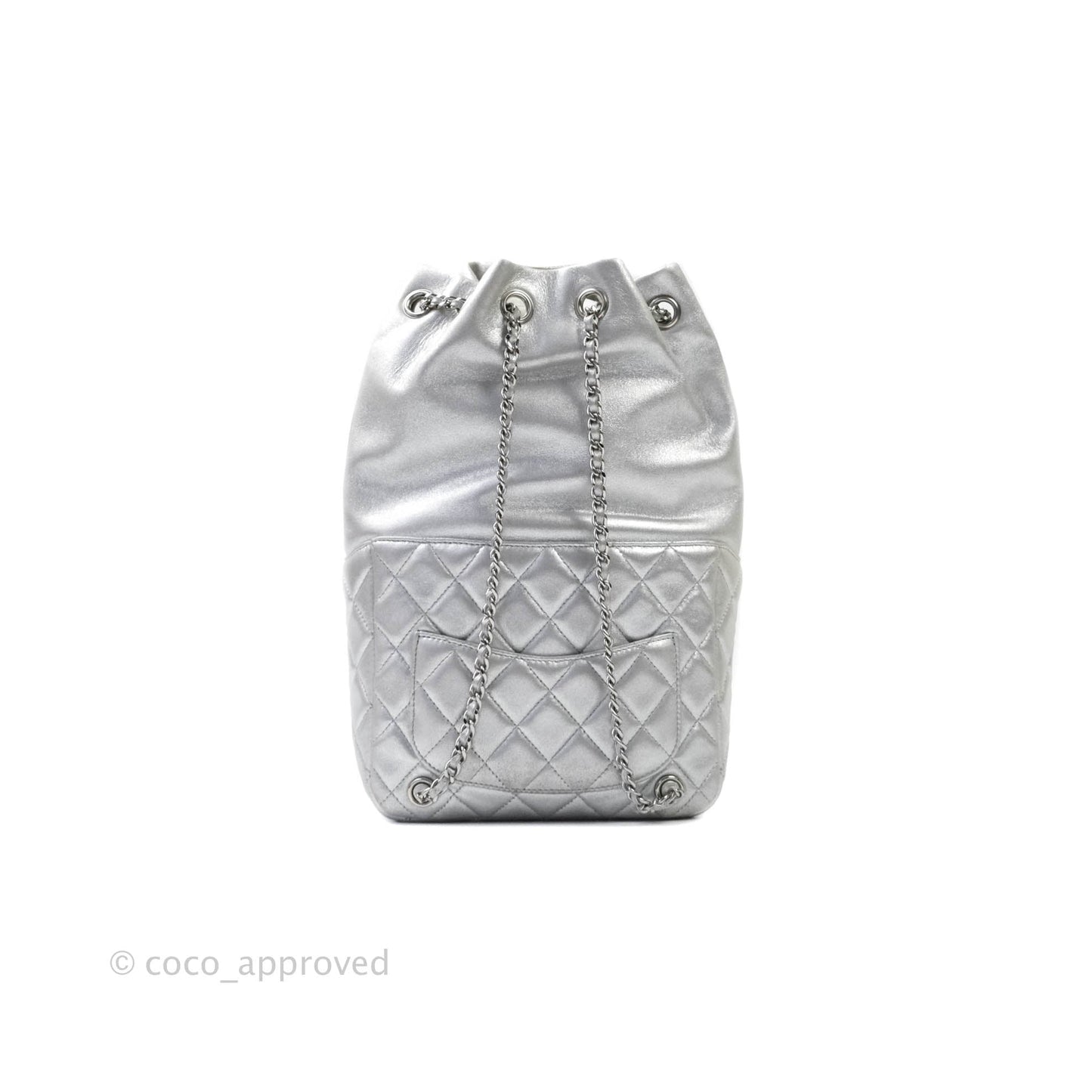 Chanel Quilted Small Metallic Silver Backpack in Seoul Lambskin Silver Hardware