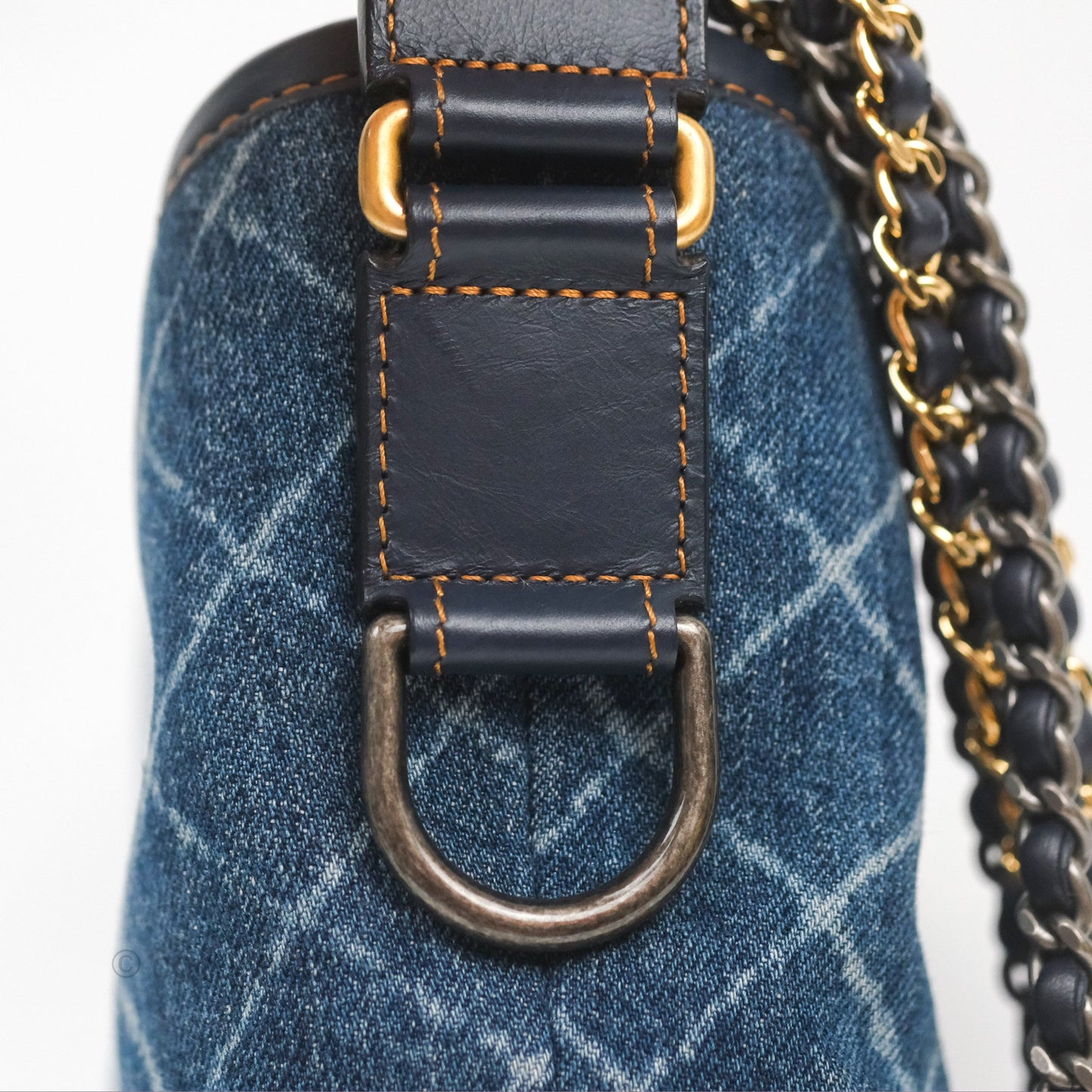 Chanel Small Gabrielle Hobo Quilted Navy Aged Denim