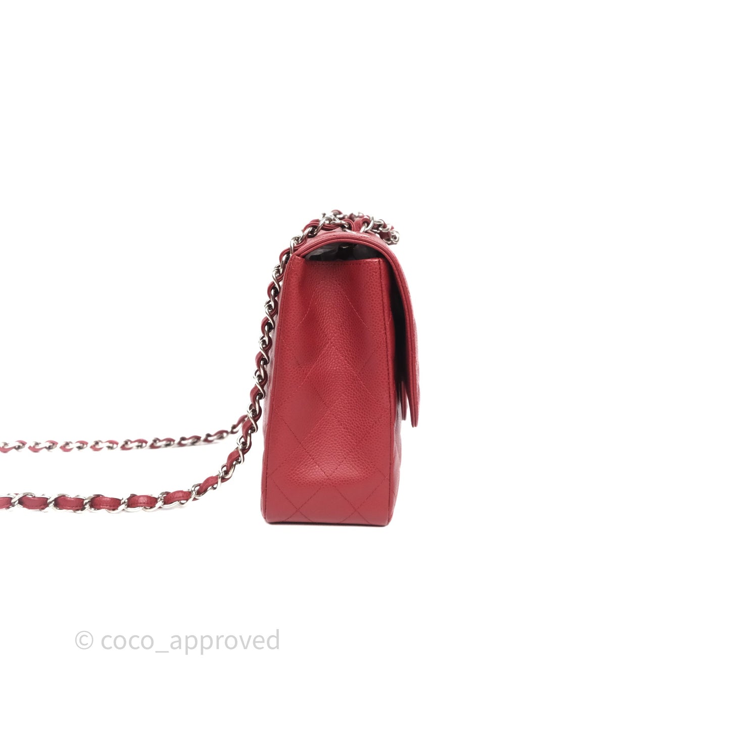 Chanel Jumbo Single Flap Dark Red Caviar Silver Hardware⁣⁣