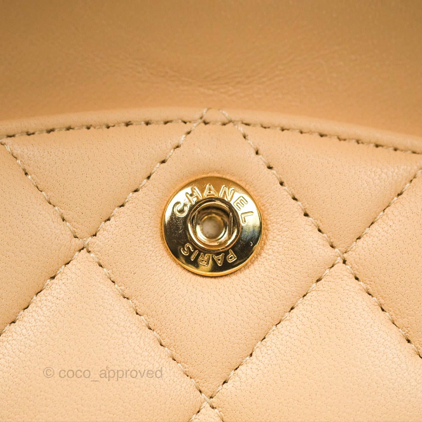 Chanel Small Quilted Classic Flap Beige Lambskin Gold Hardware