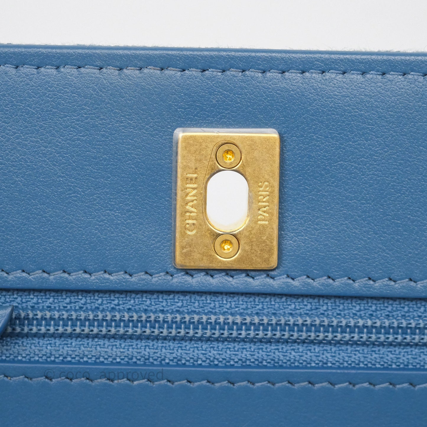 Chanel Quilted Pearl Crush Wallet on Chain WOC Denim Aged Gold Hardware