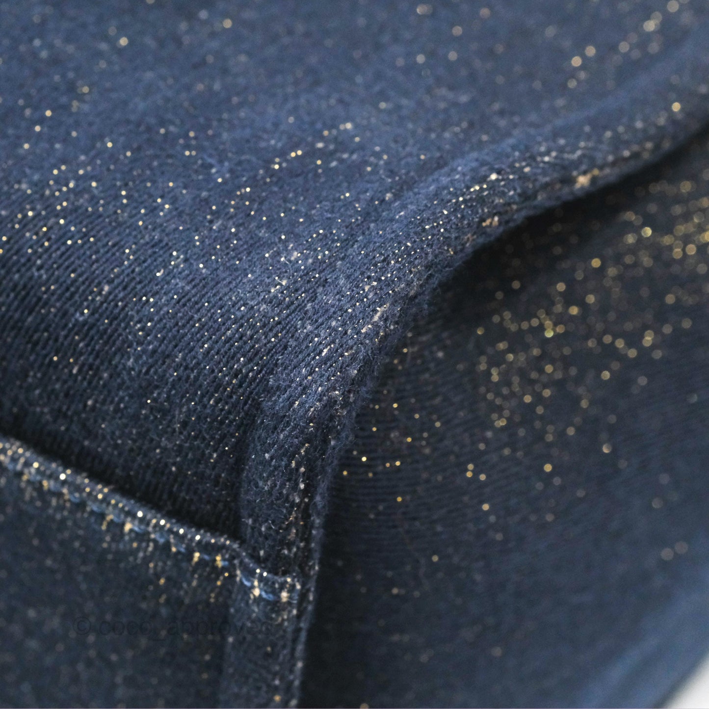 Chanel Large Deauville Navy Glitter Canvas Gold Hardware