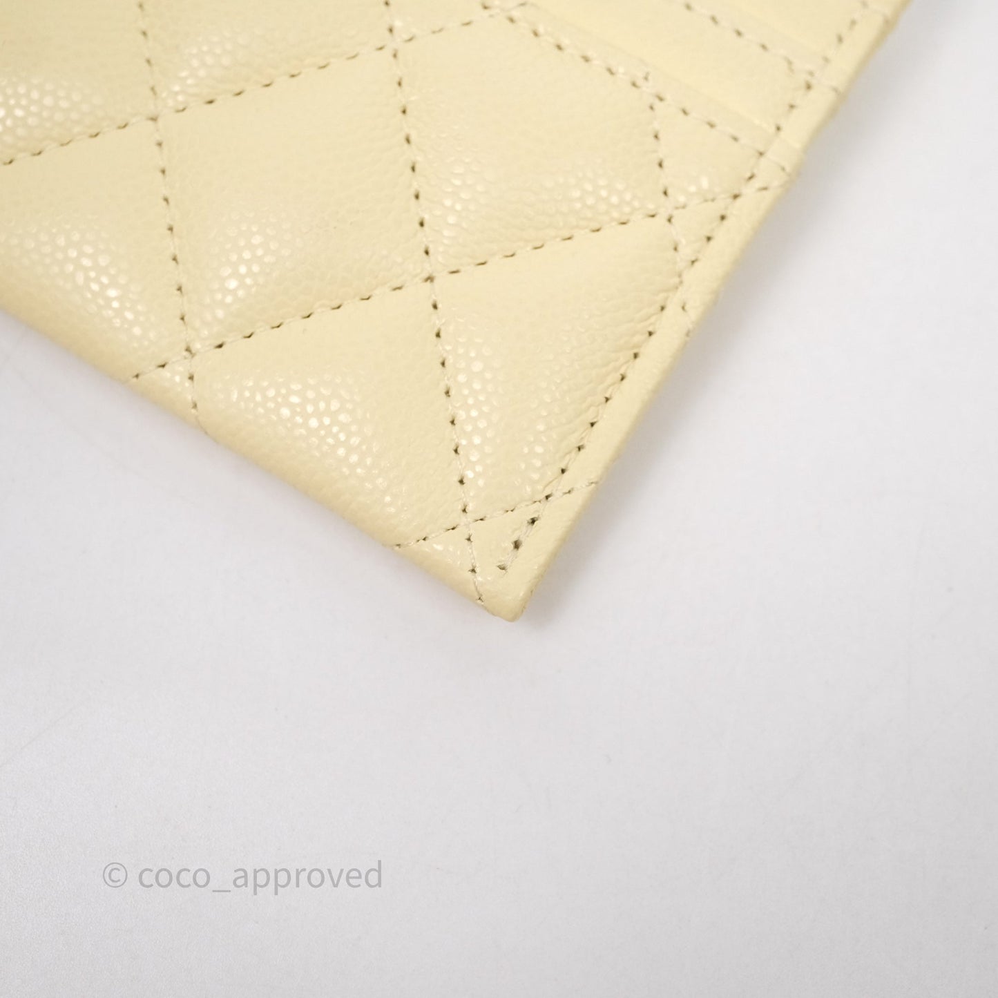 Chanel Quilted Card Holder Yellow Caviar Gold Hardware