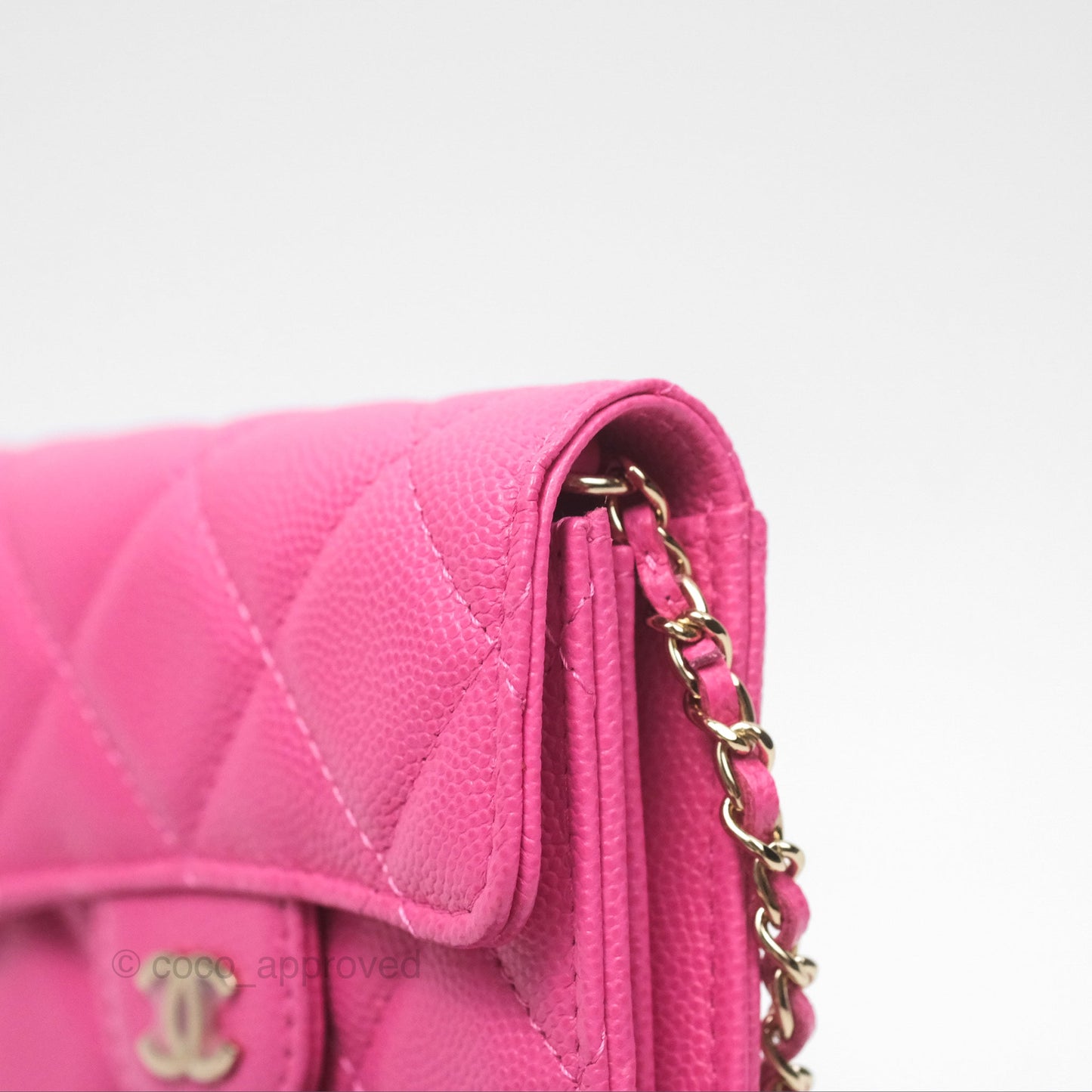 Chanel Mini Wallet With Chain Pink Caviar Gold Hardware