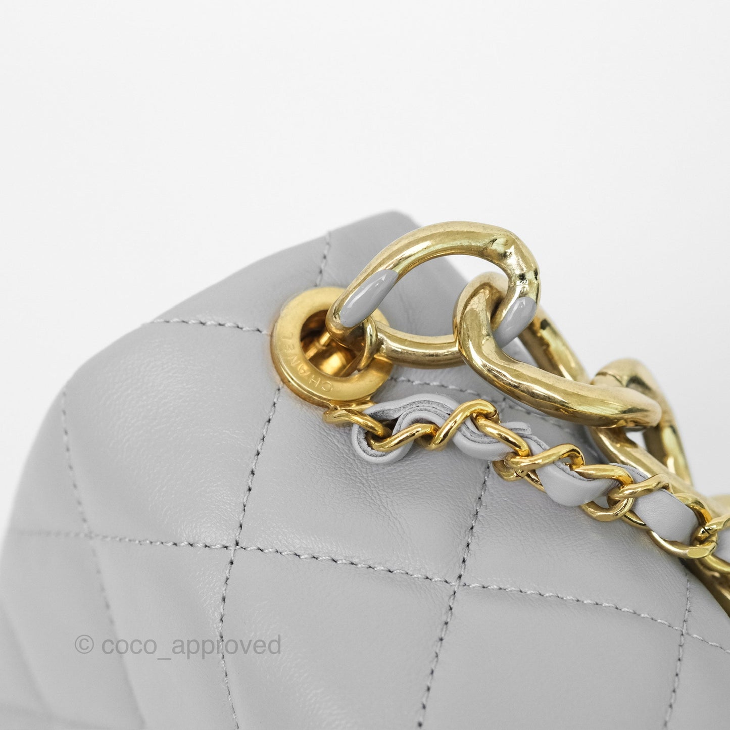 Chanel Medium Color Match Flap Grey Lambskin Aged Gold Hardware 22A