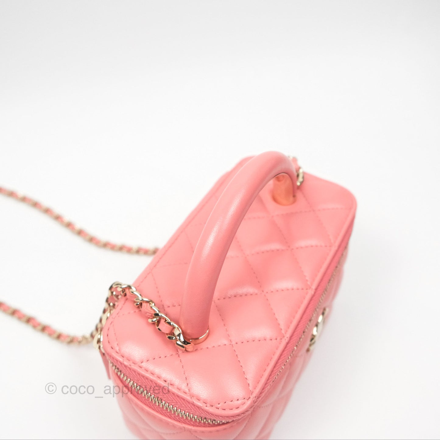 Chanel Vanity Rectangular Top Handle Pink Lambskin Gold Hardware