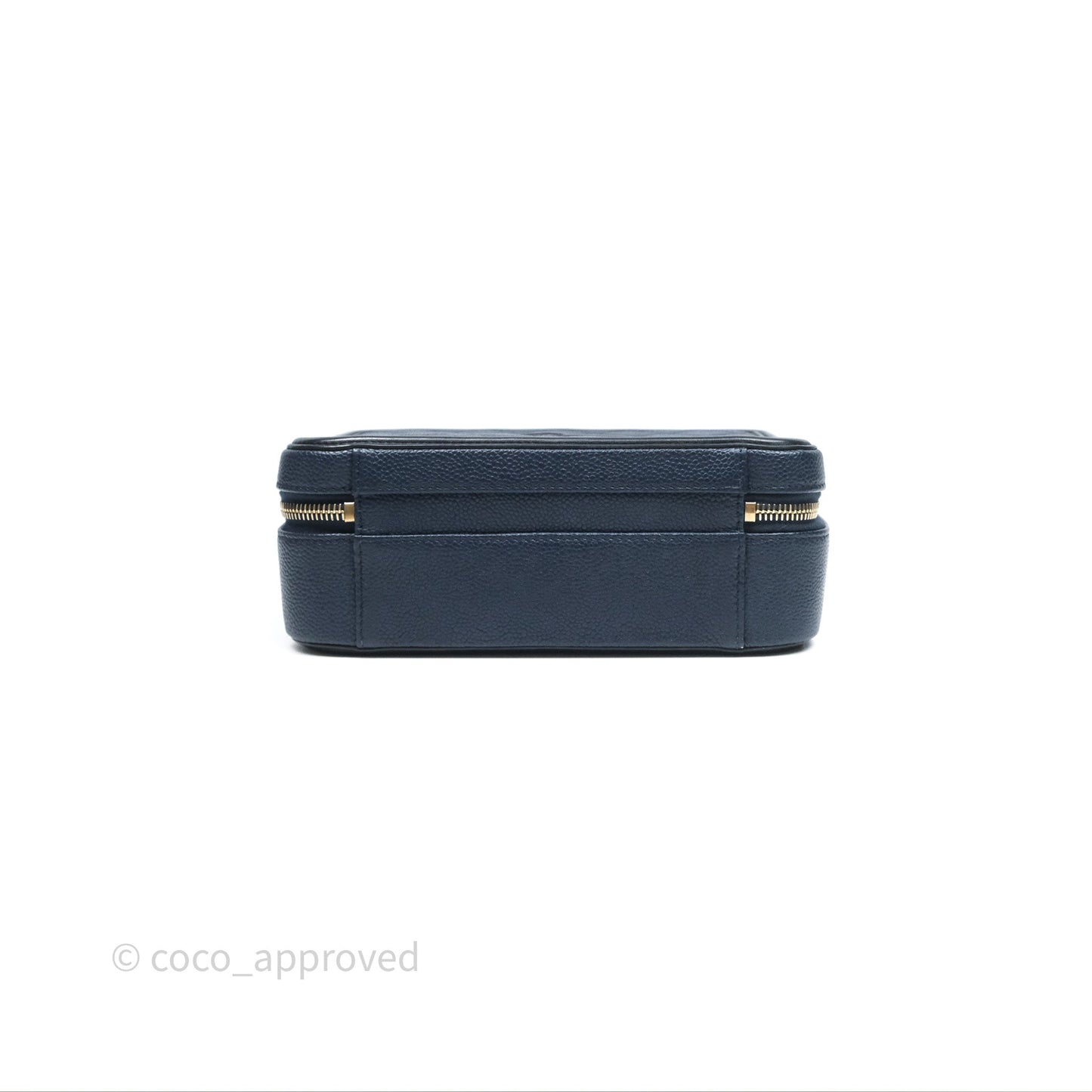 Chanel Quilted Medium CC Filigree Vanity Case Dark Navy Caviar Gold Hardware