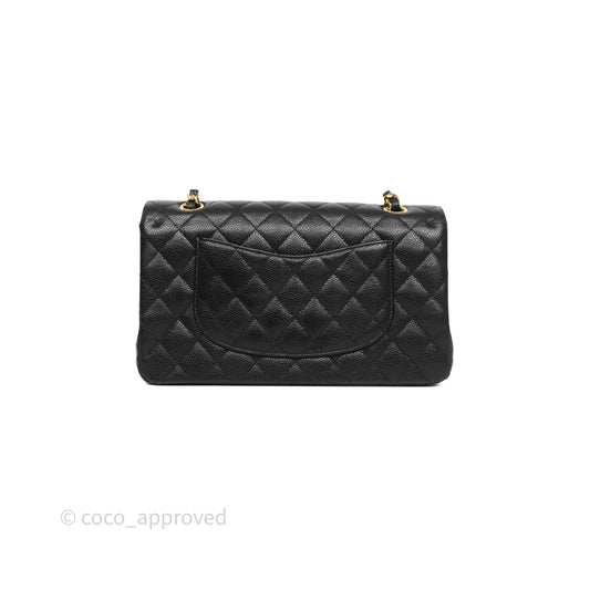 Chanel Classic M/L Medium Flap Quilted Black Caviar Gold Hardware