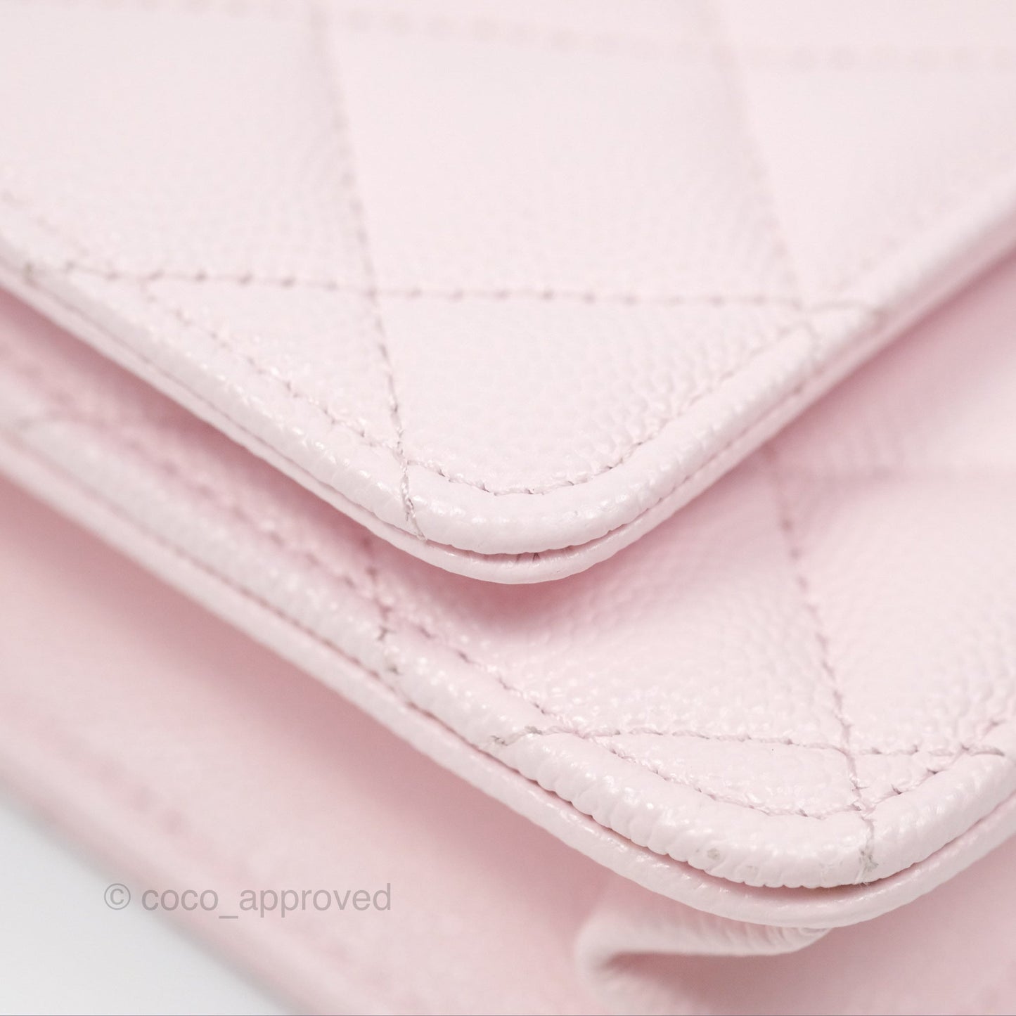Chanel Classic Quilted Wallet On Chain WOC Sakura Pink Caviar Gold Hardware