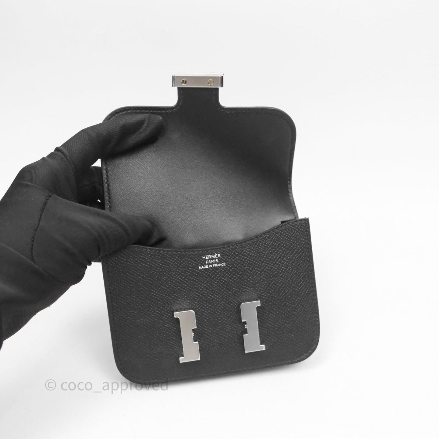Hermès Constance Slim Wallet Noir 89 Epsom Palladium Hardware