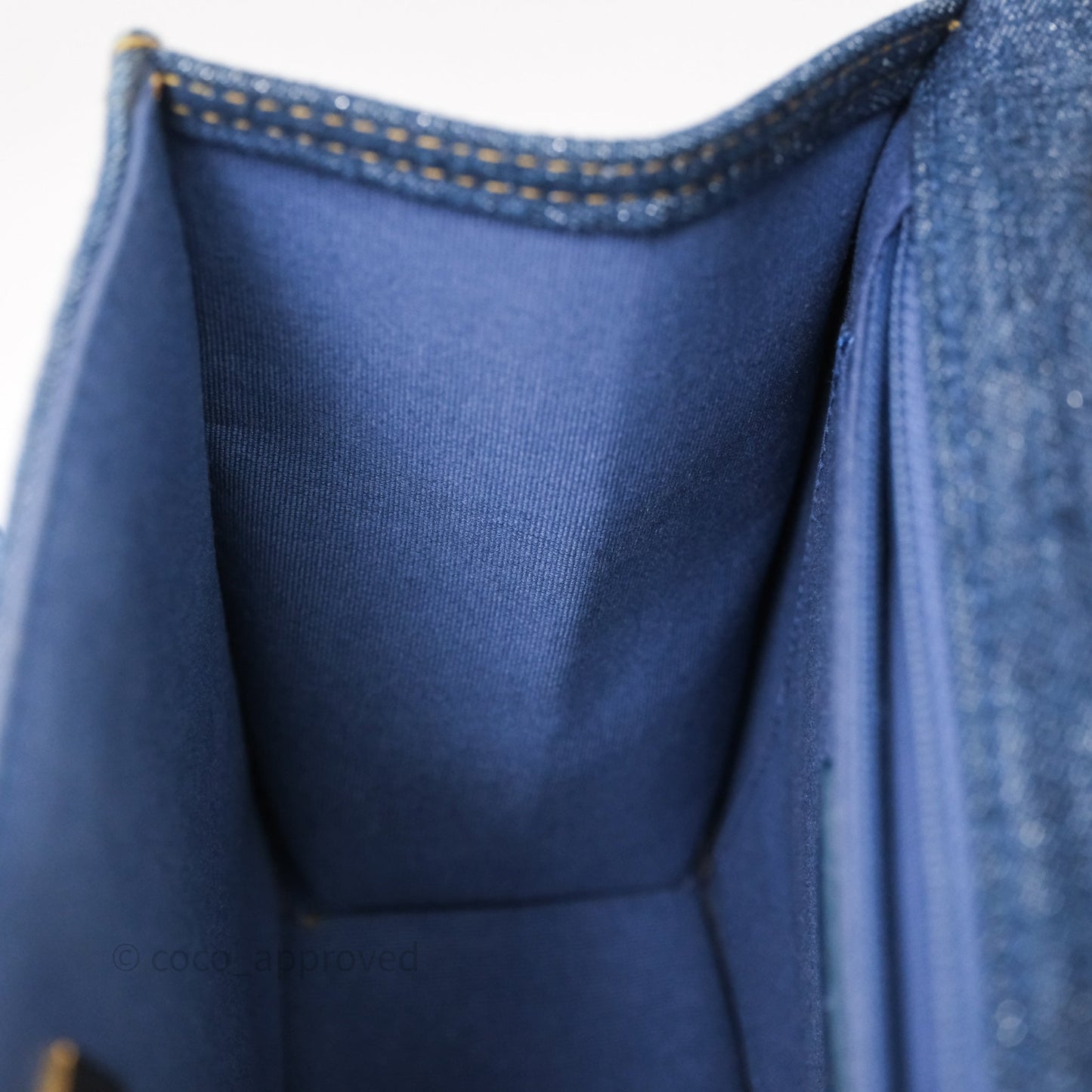 Chanel Square Flap Bag Denim Aged Gold Hardware