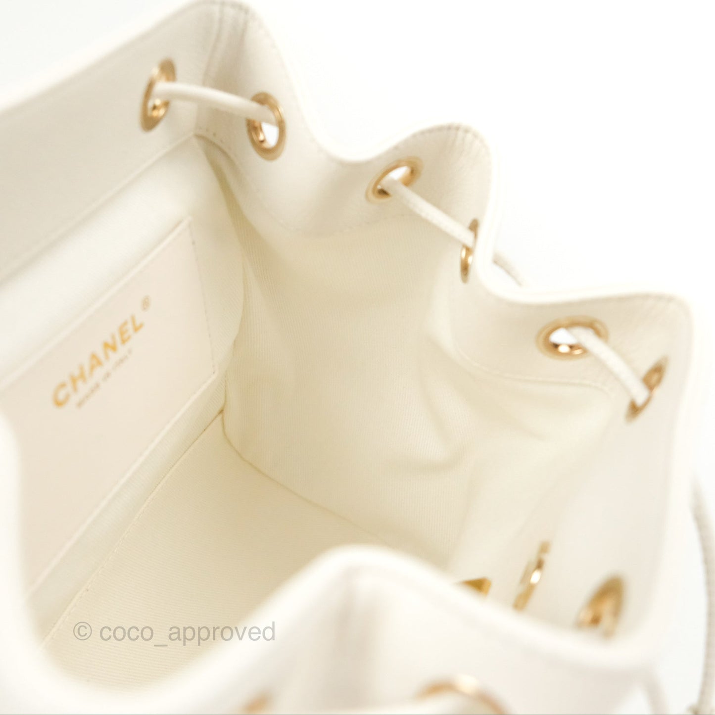 Chanel Mini Business Affinity Backpack White Caviar Gold Hardware 22B