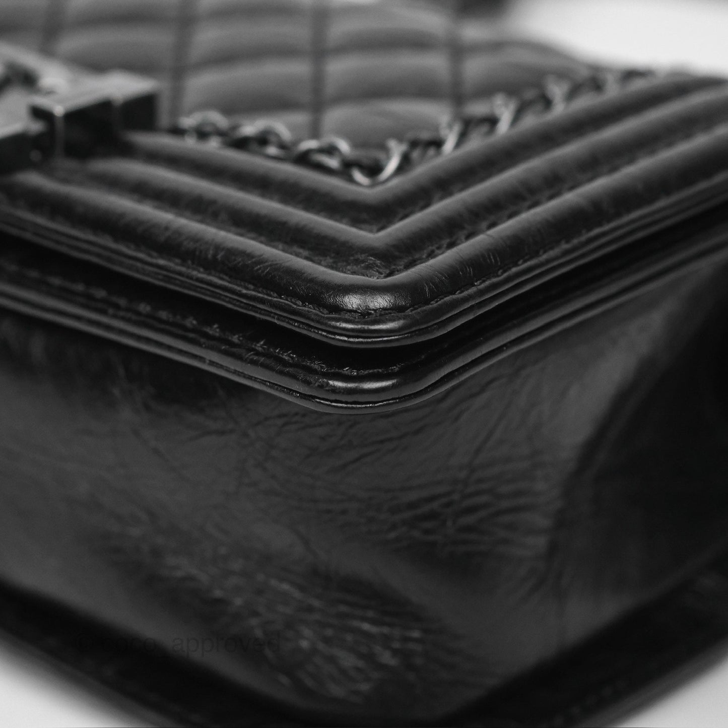 Chanel Small Chain Around Boy Quilted Black Aged Calfskin Ruthenium Hardware