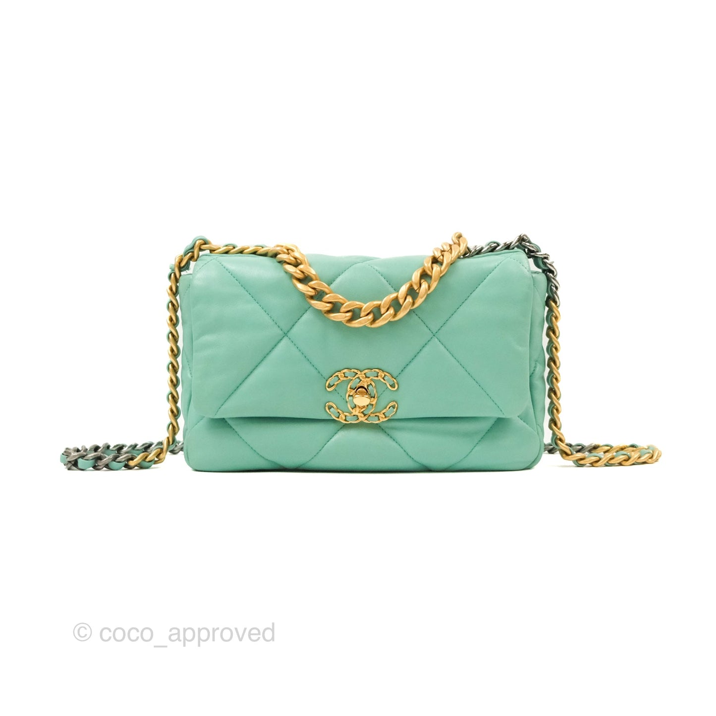 Chanel 19 Small Tiffany Blue Mixed Hardware