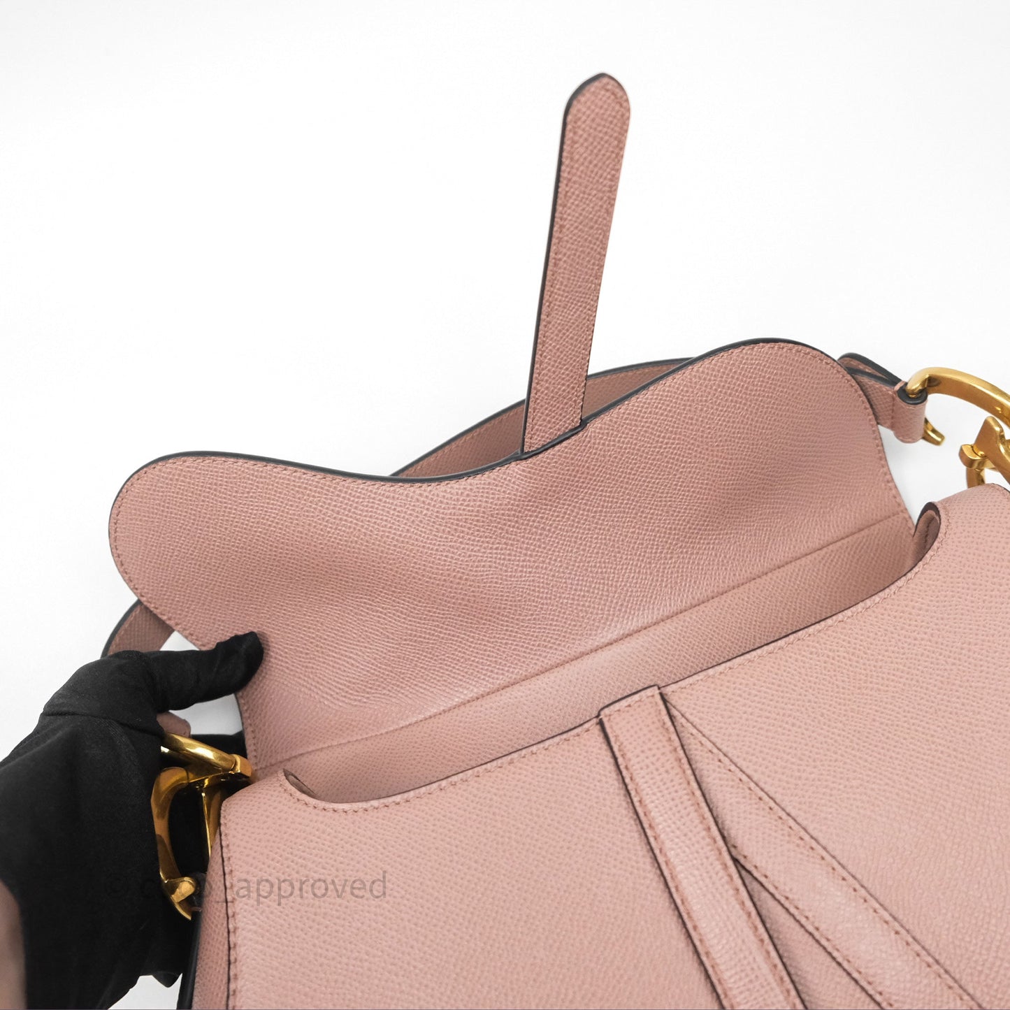 Christian Dior Saddle Bag Dusty Pink Grained Calfskin Gold Hardware