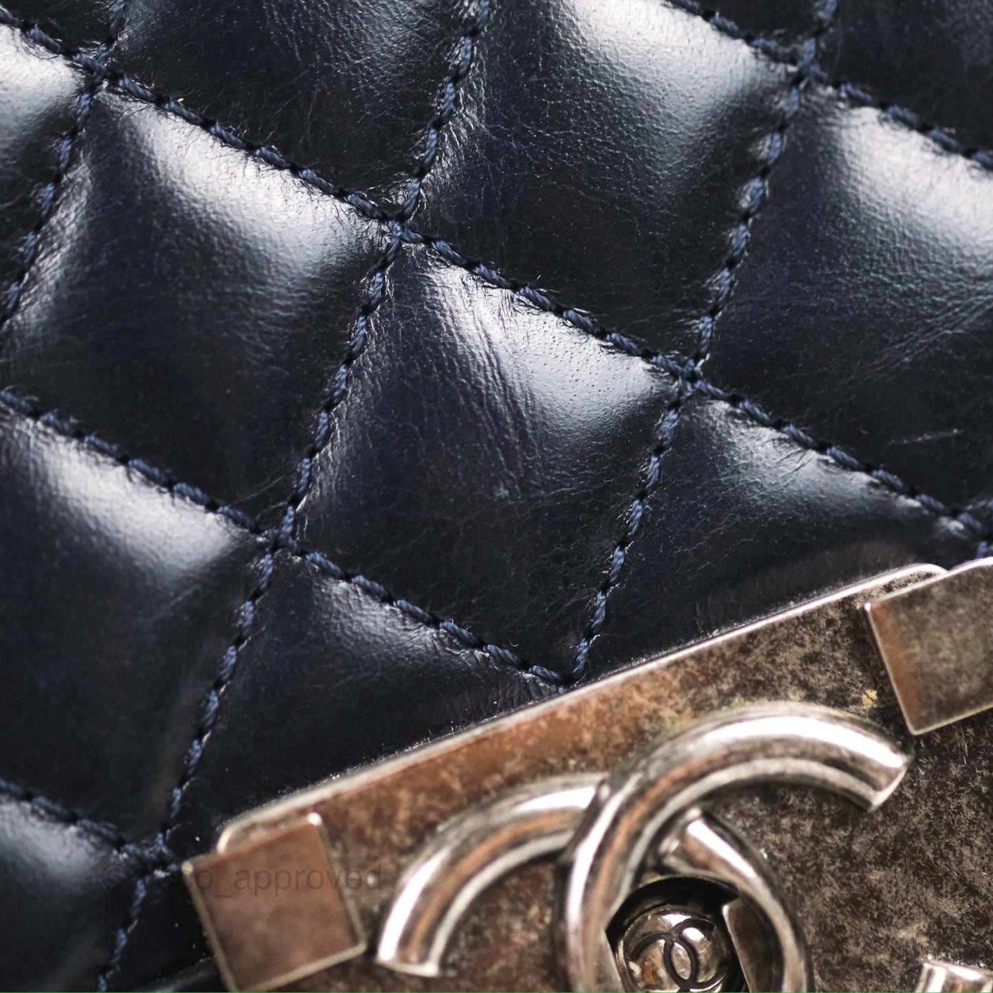Chanel Small Chain Around Boy Dark Navy Glazed Calfskin Ruthenium Hardware