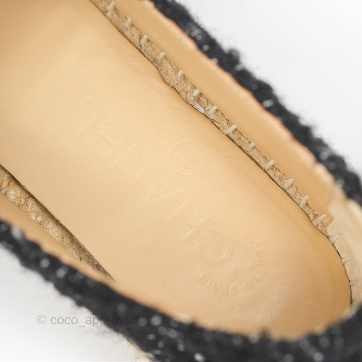 Chanel Espadrille Black Silver Tweed Size 37