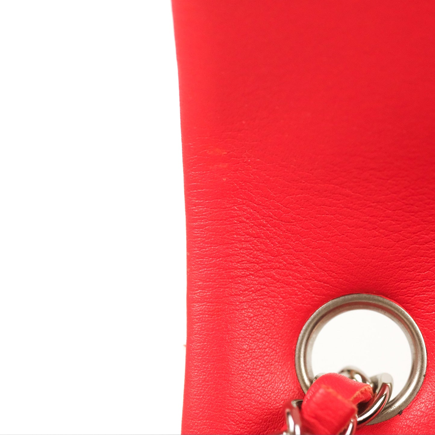 Chanel Mini Rectangular Flap Bag Orange Red Striped Patent Silver Hardware