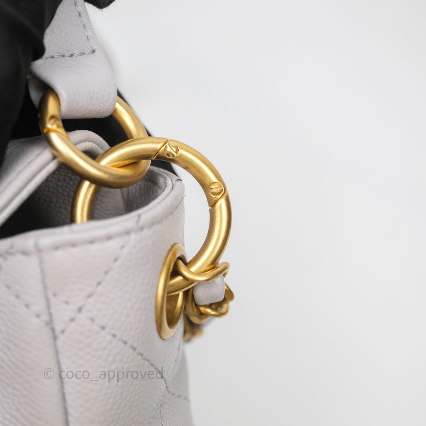 Chanel Double Pocket Hobo Bag Grey Caviar Aged Gold Hardware