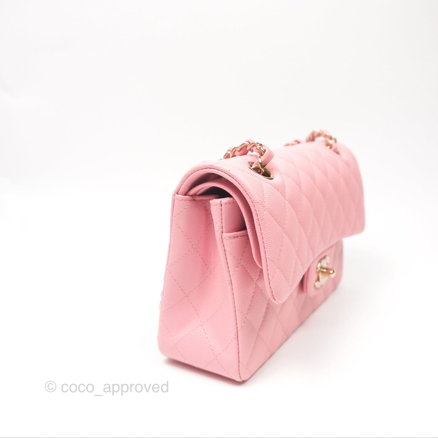 Chanel Small Classic Flap Quilted Sakura Pink Caviar Gold Hardware