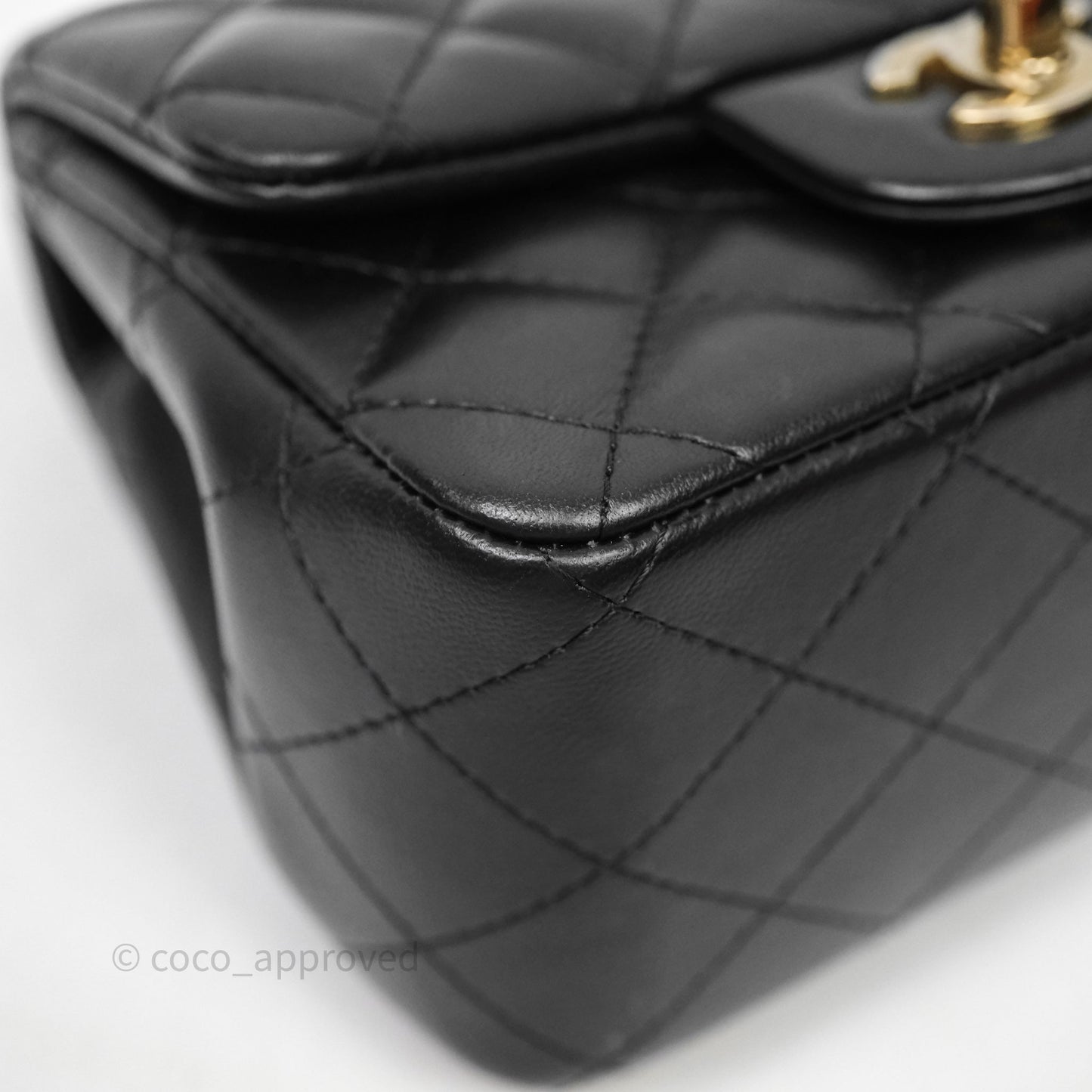 Chanel Mini Square Quilted Black Lambskin Gold Hardware