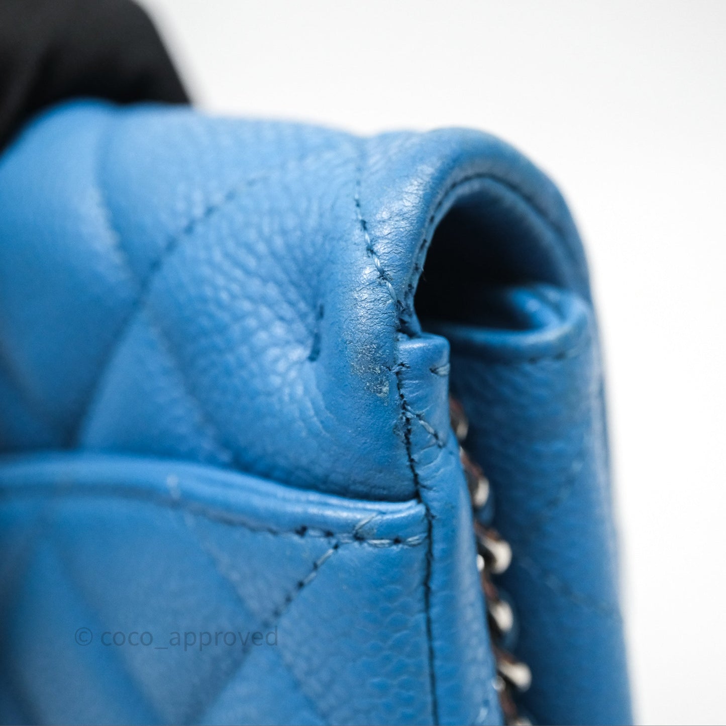 Chanel Quilted Clutch with Chain Caviar Azul Sliver Hardware