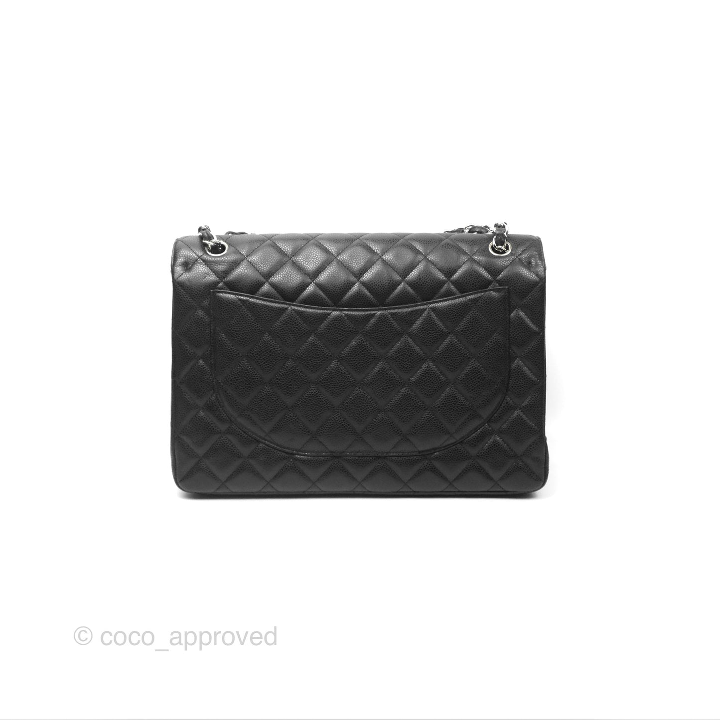 Chanel Quilted Maxi Single Flap Black Caviar Silver Hardware