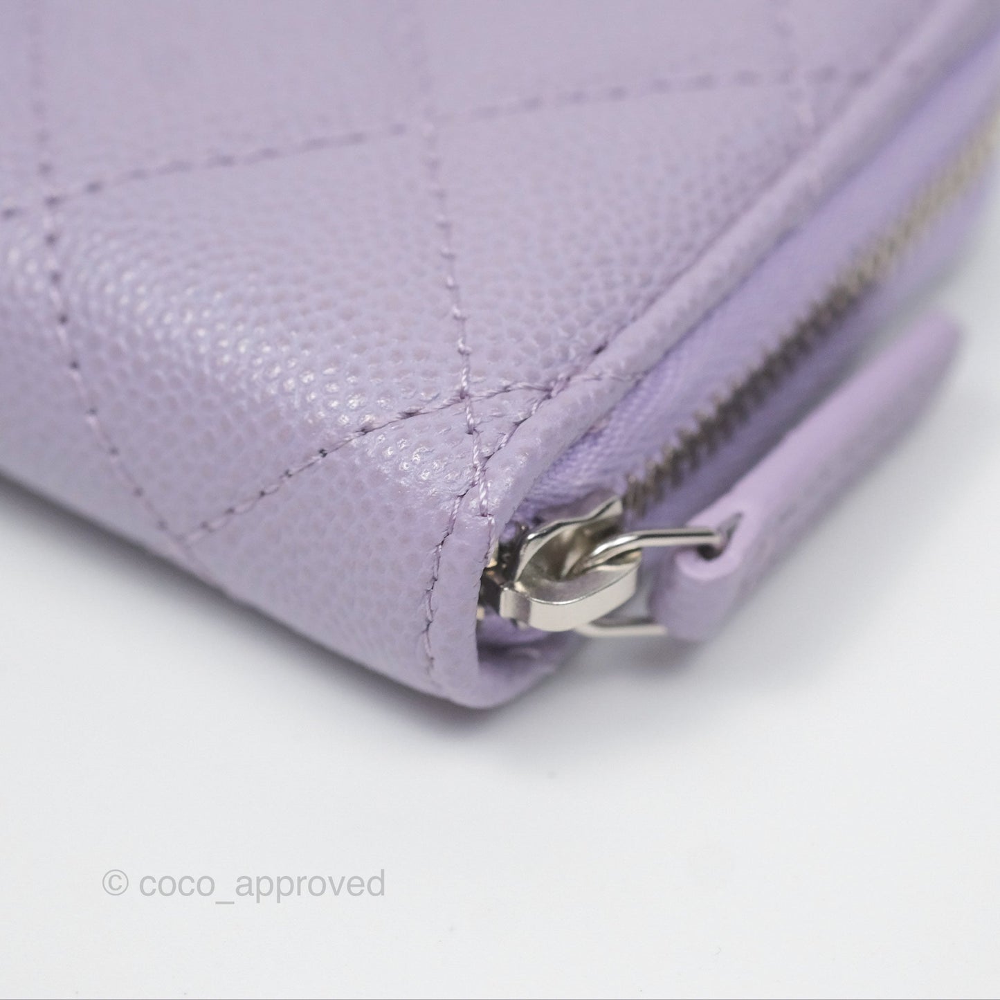 Chanel Classic Zipped Coin Purse Lilac Caviar Silver Hardware