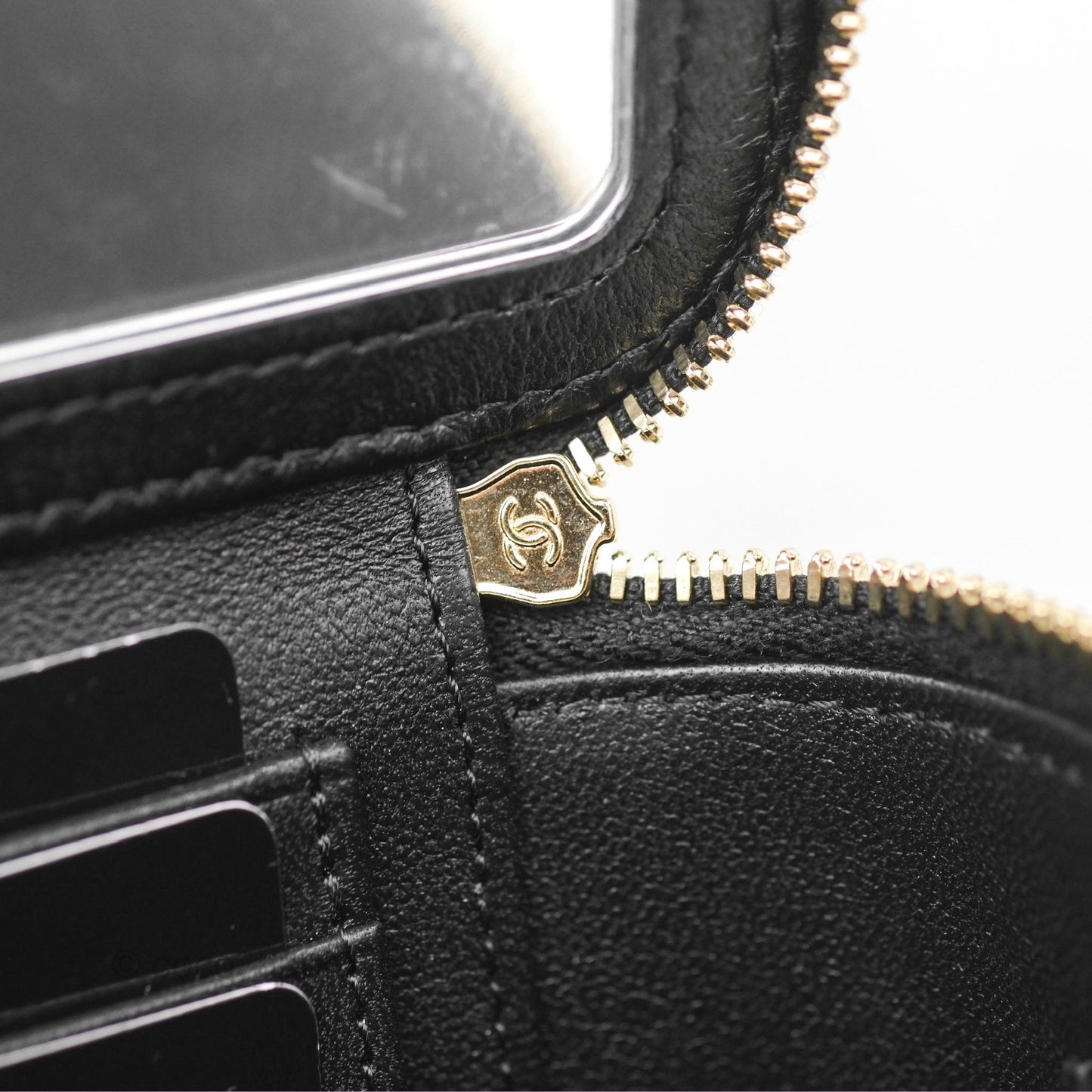 Chanel Vanity with Adjustable Chain Black Lambskin Aged Gold Hardware