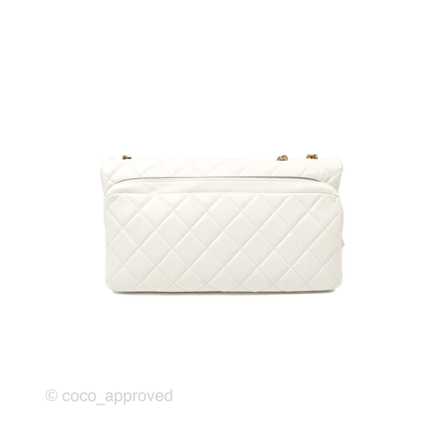 Chanel CC Crown Flap White Calfskin Antique Gold Hardware