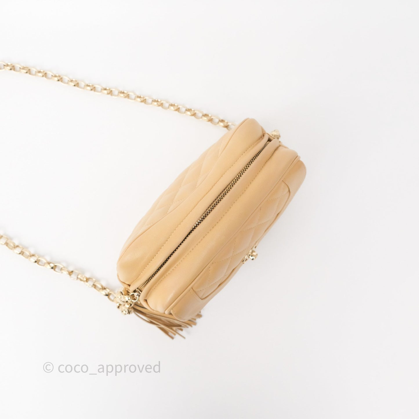 Chanel Coco Vintage Camera Case Beige Calfskin Gold Hardware