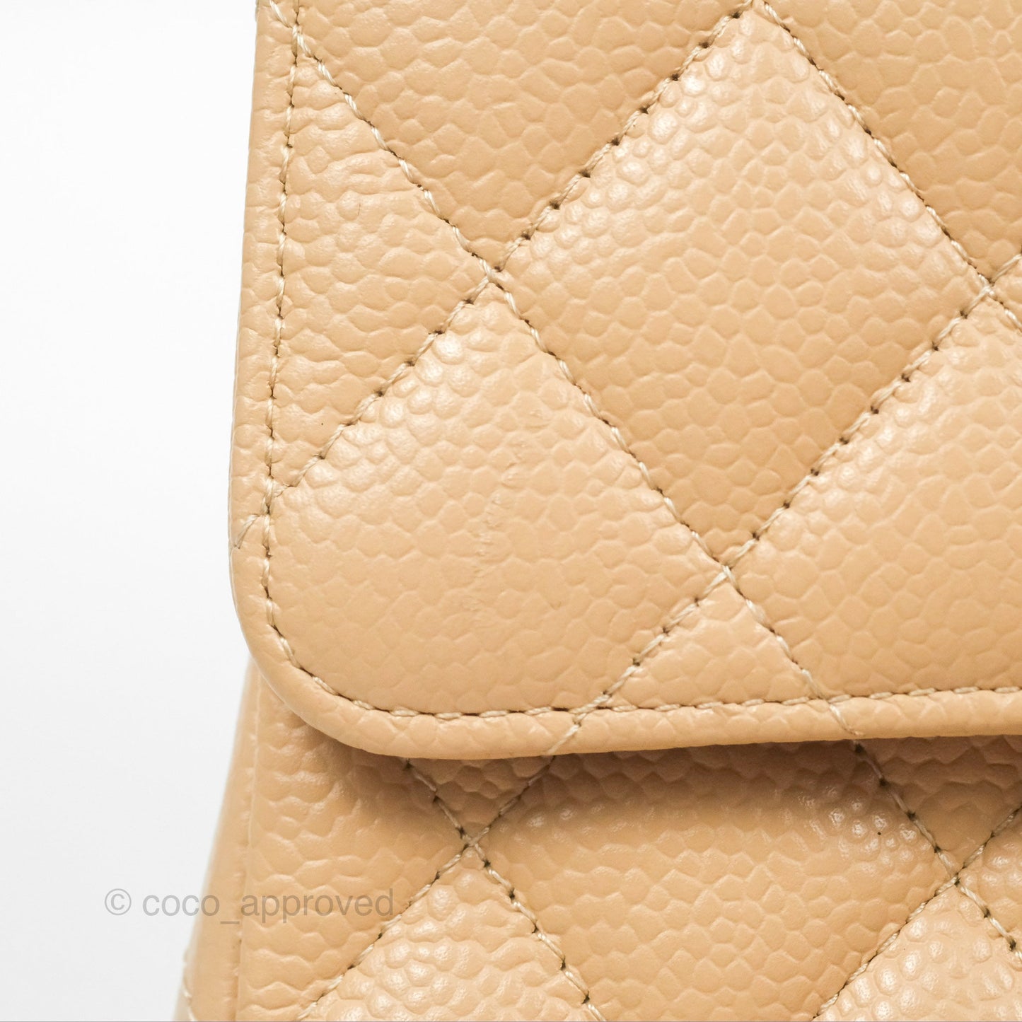Chanel Classic M/L Medium Flap Quilted Beige Caviar Gold Hardware