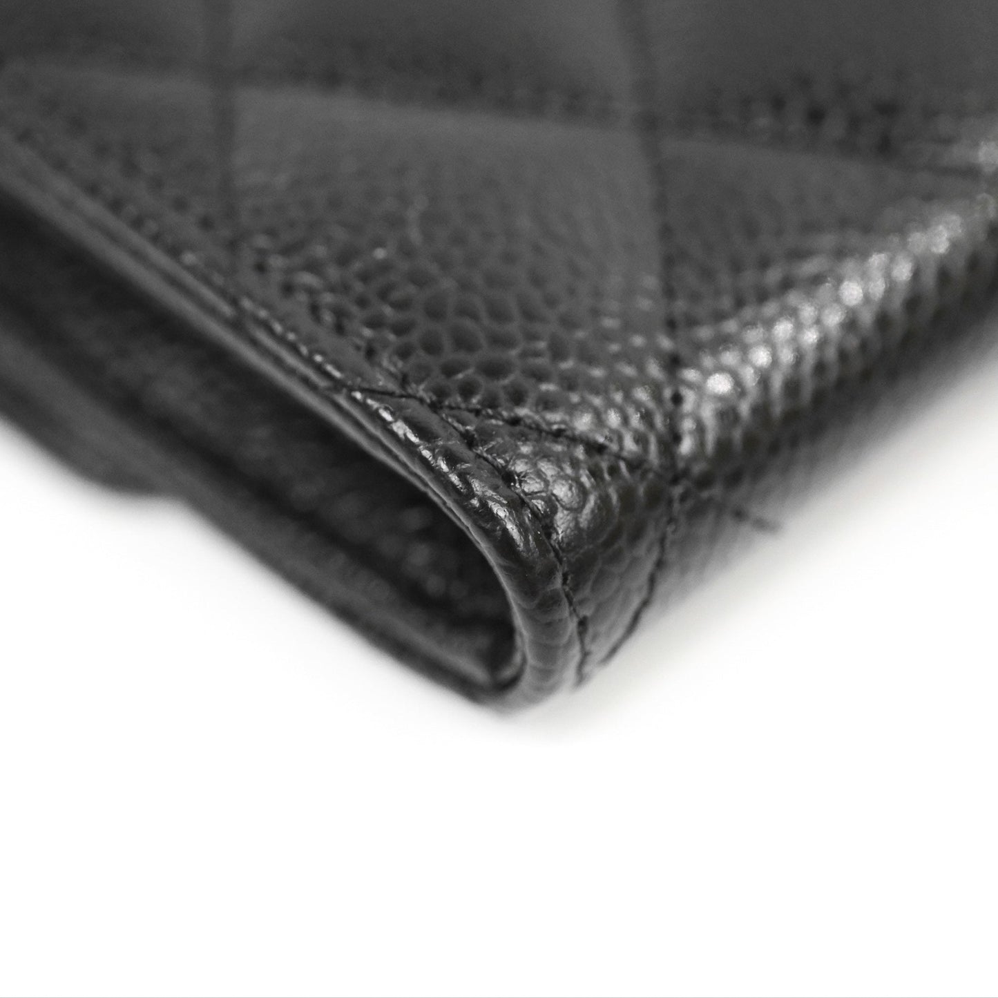 Chanel Quilted Classic Zip Long Wallet Black Caviar Silver Hardware