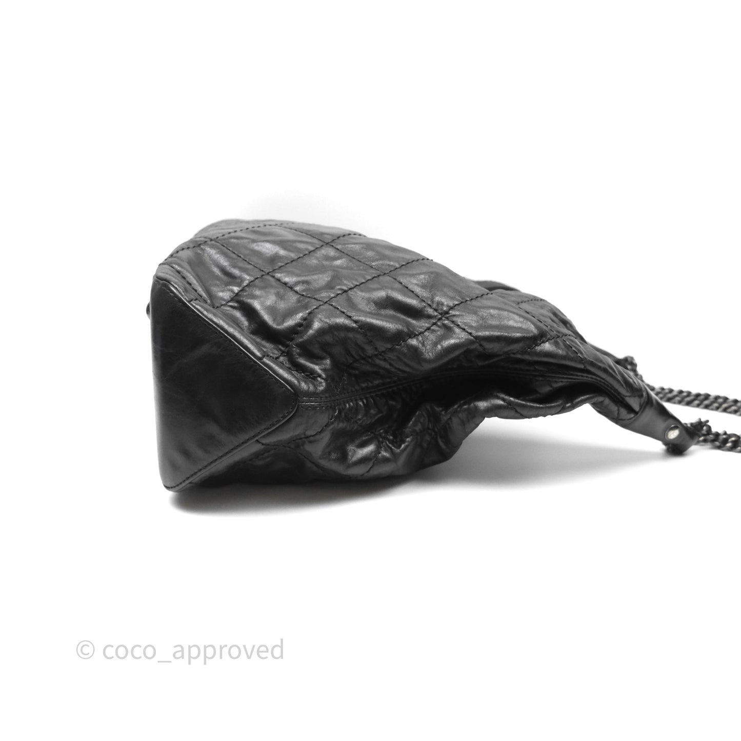 Chanel Quilted Coco Supple Hobo Black Aged Calfskin Ruthenium Hardware