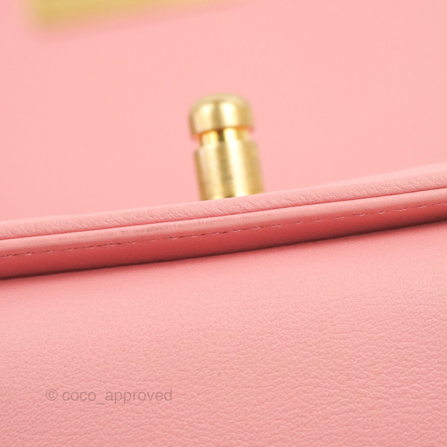 Chanel Small Quilted Boy Pink Calfskin Aged Gold Hardware