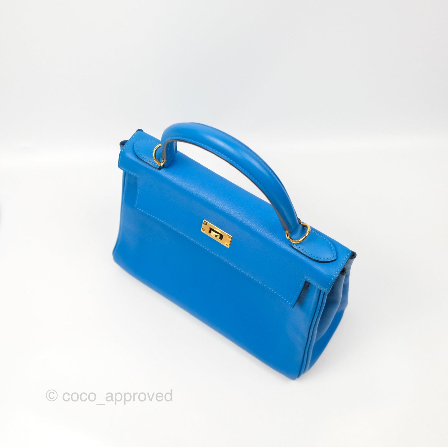 Hermès Retourne Kelly 28 Blue Evercolor Gold Hardware