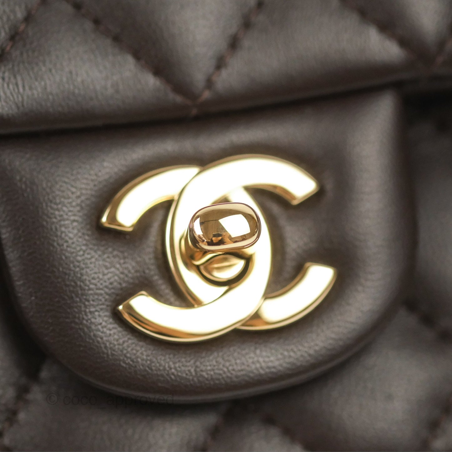 Chanel Quilted Mini Rectangular Chocolate Brown Lambskin Gold Hardware