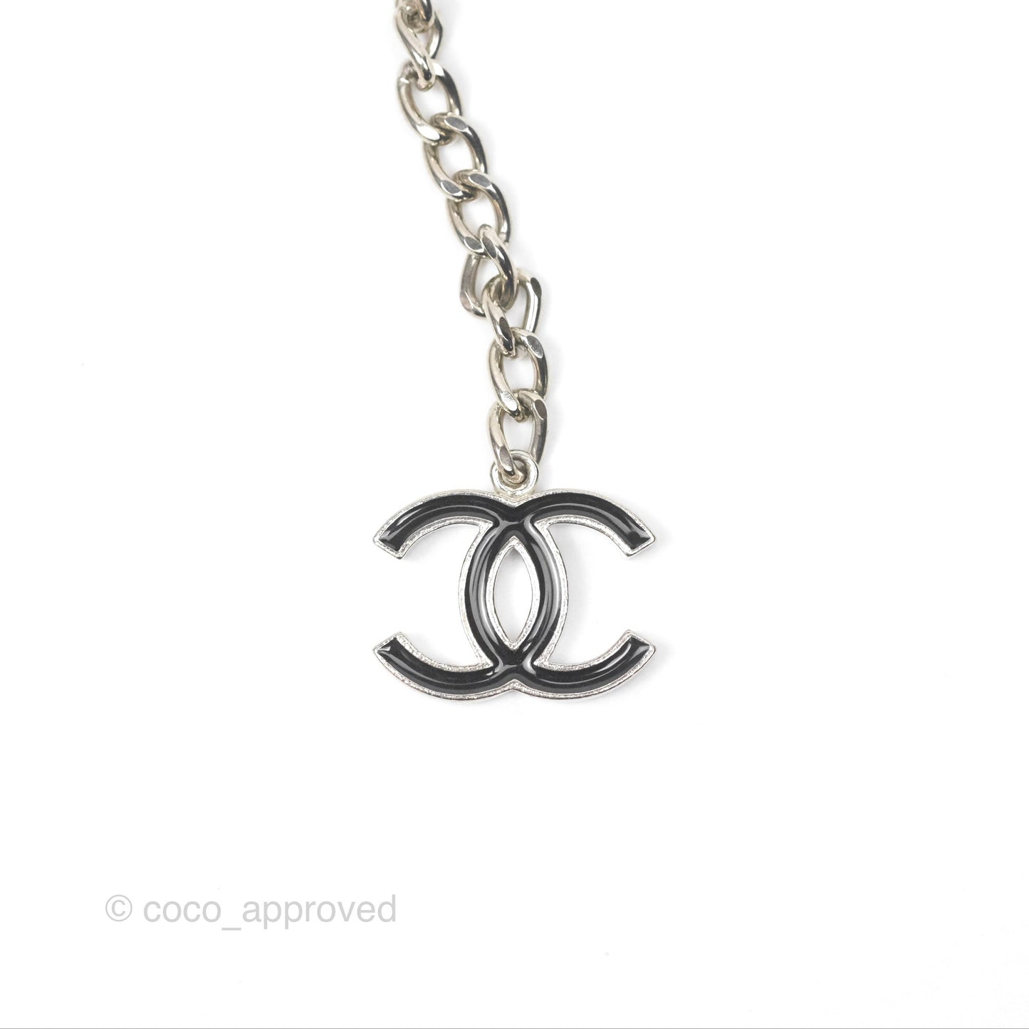 Chanel Black CC Chain Belt Silver Tone 08V