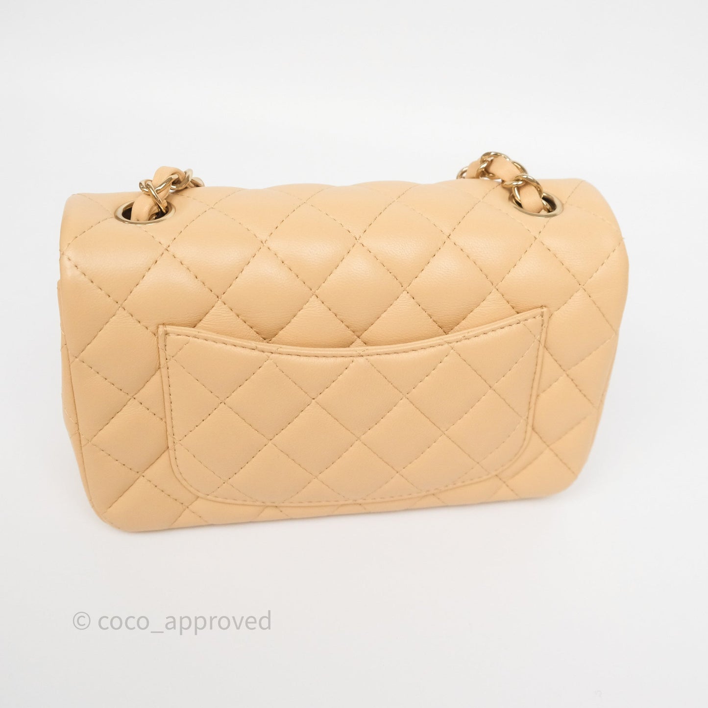 Chanel Mini Rectangular Quilted Beige Lambskin Gold Hardware