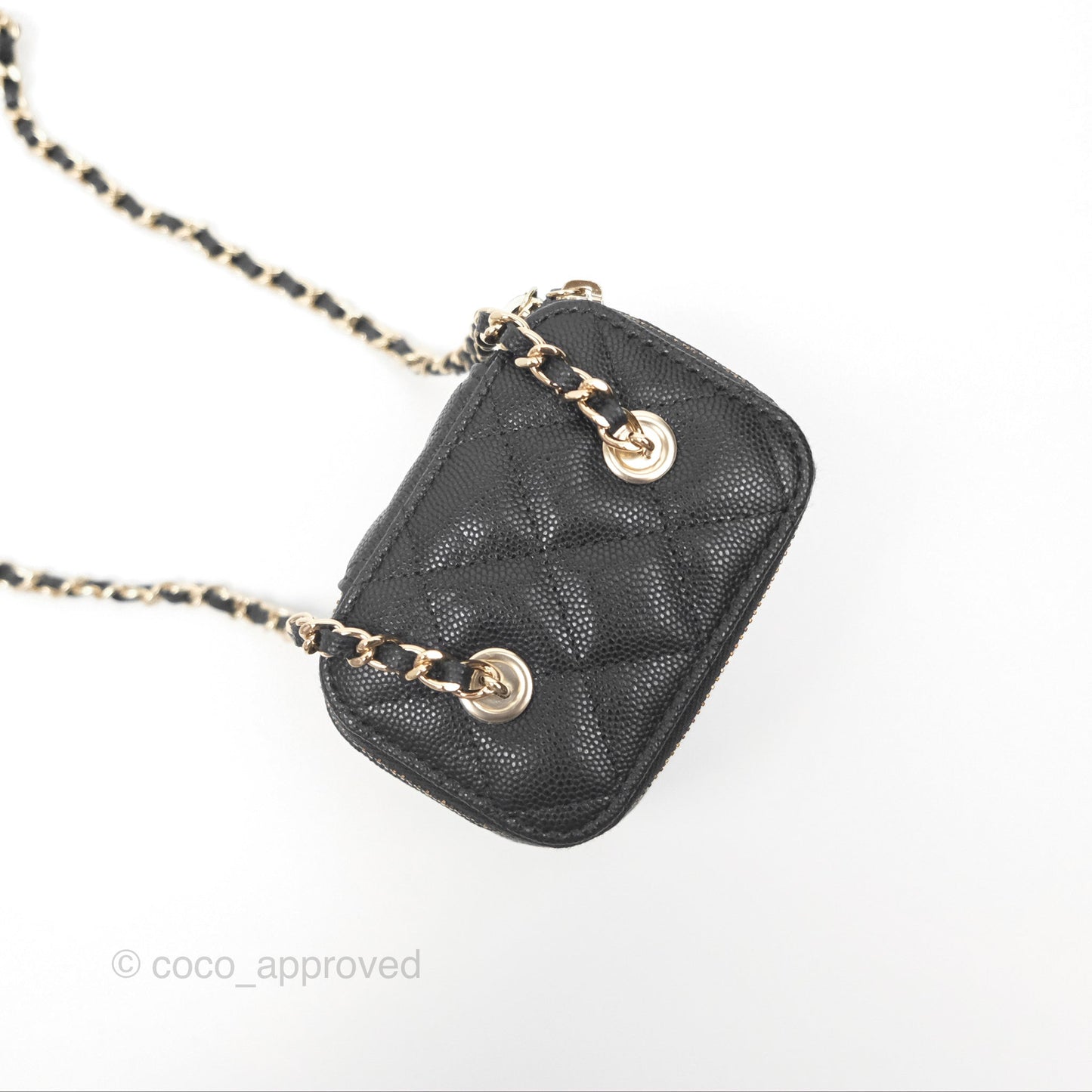 Chanel Mini Vanity With Chain Black Caviar Gold Hardware